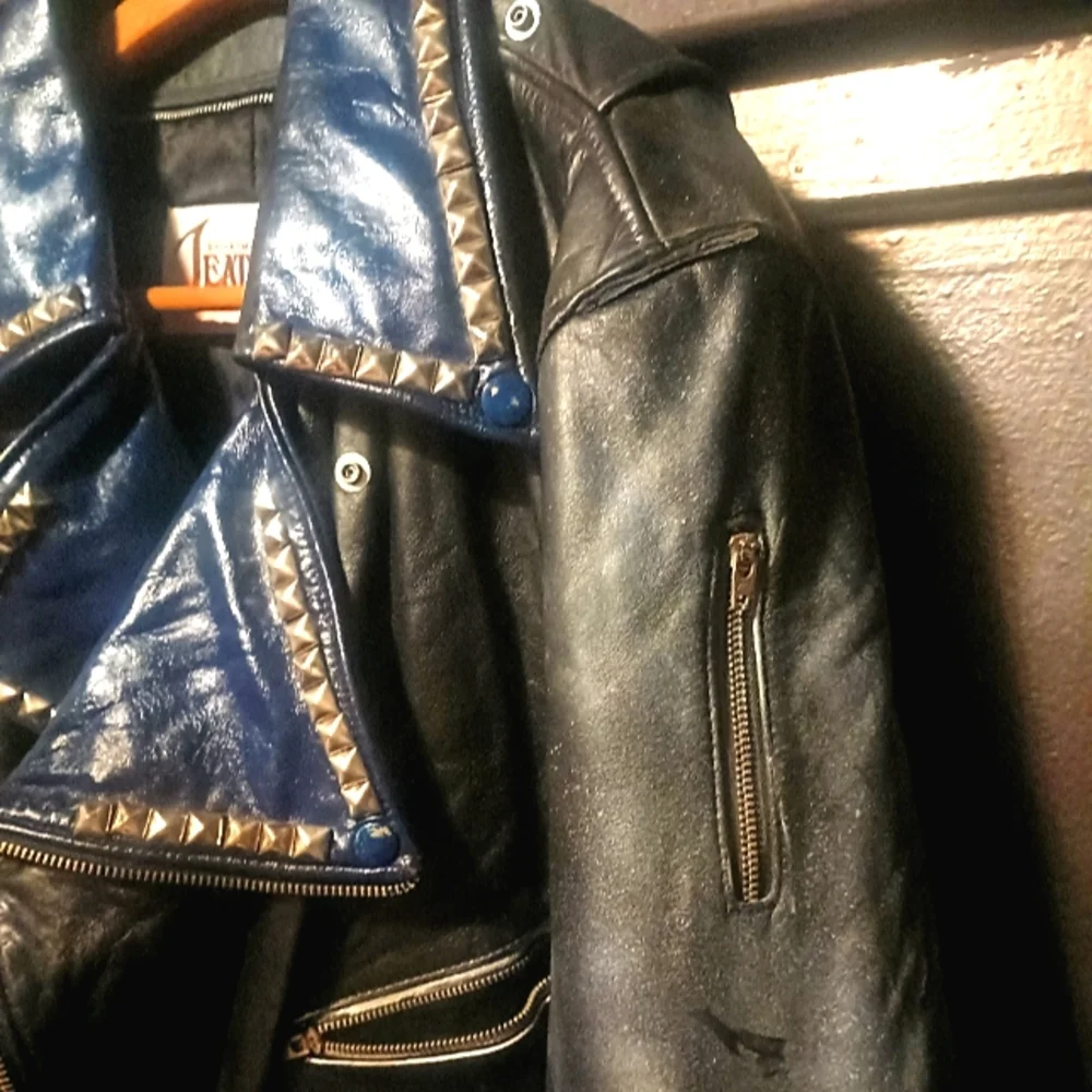 AUTH Punk Studded Leather Jacket worn by member of CA hardcore PUNK band - Picture 4 of 14